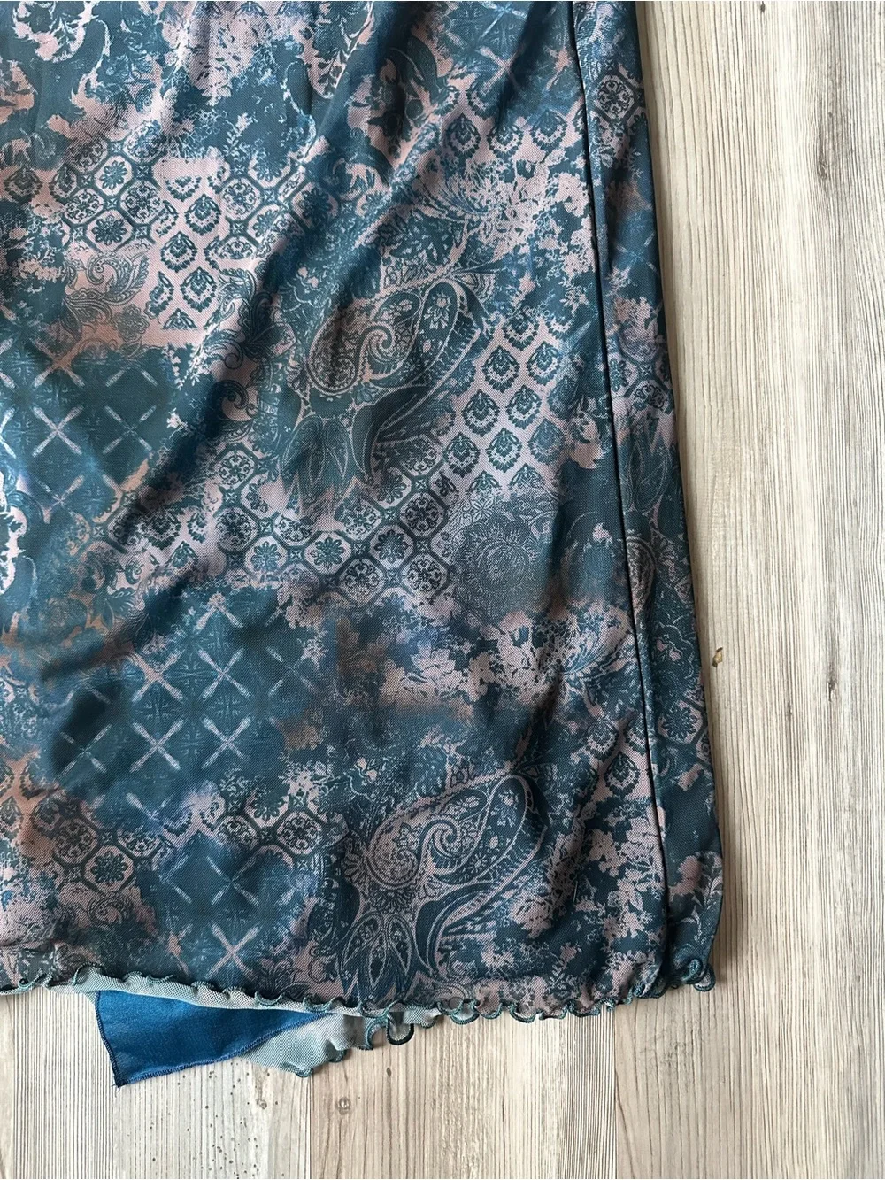 Urban Outfitters Strapless Midi Dress - Mesh Paisley Print with Side Slit - XL
